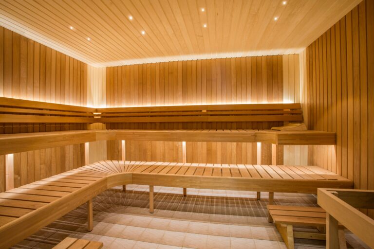 Interior view of a traditional sauna room