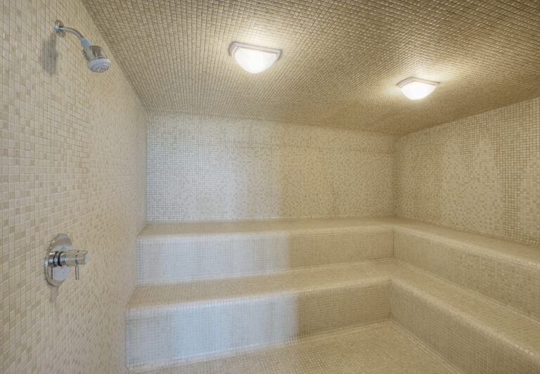 Bellevue, Washington, USA,Large tile sauna shower